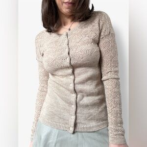 Coupe Collection Beige Lace Cardigan Wool Blend